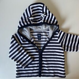 Striped Velours Jacket with Hood